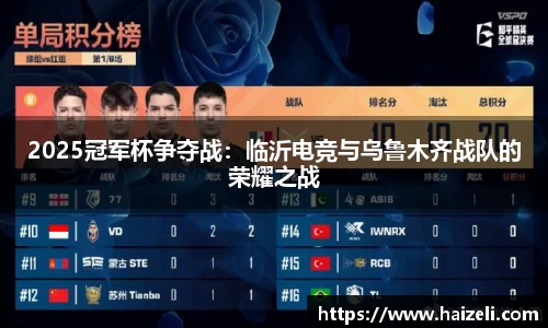2025冠军杯争夺战:临沂电竞与乌鲁木齐战队的荣耀之战